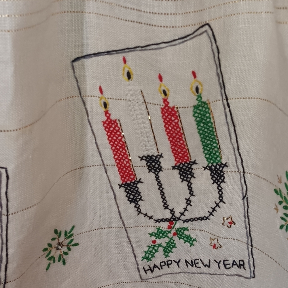 Vintage Holiday Cross Stitch Apron - Picture 5 of 6